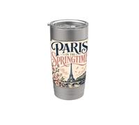 Paris in The Springtime Cherry Blossoms France Stainless Steel Insulated Tumbler