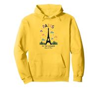 Paris in the Summer Whimsical Eiffel Tower Pullover Hoodie, Adult Unisex, Lemon, S