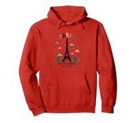Paris in the Summer Whimsical Eiffel Tower Pullover Hoodie, Adult Unisex, Red, S