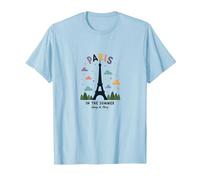 Paris in The Summer Whimsical Eiffel Tower T-Shirt, Men, Baby Blue, S