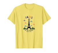 Paris in The Summer Whimsical Eiffel Tower T-Shirt, Men, Lemon, S