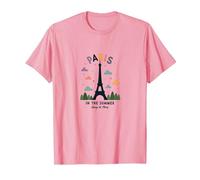 Paris in The Summer Whimsical Eiffel Tower T-Shirt, Men, Pink, S