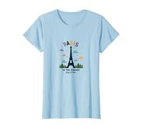 Paris in The Summer Whimsical Eiffel Tower T-Shirt, Women, Baby Blue, S