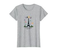 Paris in The Summer Whimsical Eiffel Tower T-Shirt, Women, Heather Grey, S