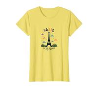 Paris in The Summer Whimsical Eiffel Tower T-Shirt, Women, Lemon, S
