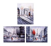 Paris In Winter Oil Paintings Set Of 3 Unframed Wall Art Prints Living Room Aesthetic Eiffel Tower Arc De Triomphe 12X16 Inch