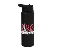 Paris Je T'Aime Eiffel Tower France Souvenir Gift Stainless Steel Insulated Water Bottle