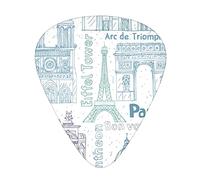Paris Landmarks Pattern Printed Guitar Picks Personalized Guitar Plectrums 12 Pcs For Acoustic Guitar Electric Guitar And Bass Bulk Guitar Pick One Size