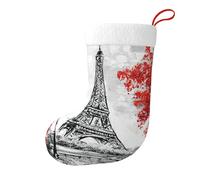 Paris Large Christmas Stocking 17.7", Xmas Gift Sock for Family, Hanging Stocking, Party Decor