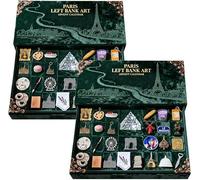 Paris Left Bank Art Advent Calendar, 24 Miniature Landmarks And Food Elements Advent Calendar, Left Bank Holiday Countdown Calendars Immersive Parisian Christmas DéCor,2PCS