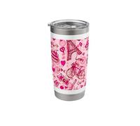 Paris Love Doodle Pattern Eiffel Tower Romance Art Stainless Steel Insulated Tumbler