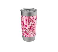 Paris Love Doodle Pattern Eiffel Tower Romance Art Stainless Steel Insulated Tumbler