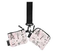 Paris Love Valentine's Day Eiffel Tower Romance Pigeon Peach Women's Double Wallet Business Card Holder Large Capacity Wrist Wallet Keychain with Keychain for Work and Travel, 2, multi-coloured,