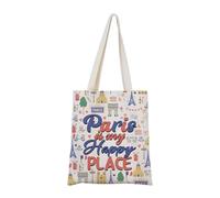 Paris Lover Gift Paris Is My Happy Place Tote Bag France Souvenir Gift Vacation in P-aris G-ift For Traveler (ParisTote)
