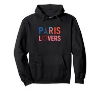Paris Lovers Text with Eiffel Tower and Heart Pullover Hoodie