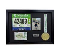 Paris Marathon 2024 Medal Frame: Diy Running Bib & Photo Display - Mahogany Frame/white Mount