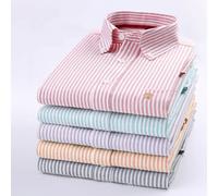 (Paris Mint, 2XL) Long Sleeve Mens Stripe Oxford Shirt - Button Down Collar & Pocket - The Kensington - Business Formal Dress Office Attire