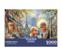 Paris Monk Scene 1000 Piece Jigsaw Puzzles Family Game Challenge High Difficulty Educational Game Couple Art for Adults & Kids Age 12 Years Up 38x26cm/1000pcs