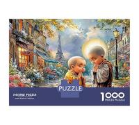 Paris Monk Scene Jigsaw Puzzles for Adults Educational Game The Impossible Challenge 1000 Pieces Cute Difficult Hard Jigsaw Puzzles for Man And Woman with Letters on Back 52x38cm/1000pcs