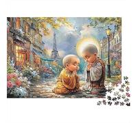 Paris Monk Scene Puzzles 1000 Piece for Adults Jigsaw Puzzle Challenging Games 70x50cm