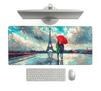 Paris Mouse Pad 700 x 300 x 3 mm Extended Large Mouse Mat, Keyboard Mousemat, Desk Mat Workspace Decor with Anti-Slip Base & Anti-Fray Edges, Waterproof Desk Accessories for Work (Couples) L-x85