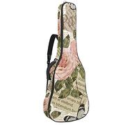 Paris Newspaper Vintage Soft Bass Guitar Case Bag with Back Hanger Loop Electirc Guitar Backpack Leaves Pineapples Coralcm Thick Safety Padding
