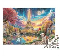 Paris Night Scene Jigsaw Puzzles for Adults 1000 Piece Jigsaw Puzzle for Adults Educational Game 1000 PiecesFantasy Town Puzzles for Adult Challenging & Brainteasing Puzzle Game for The m