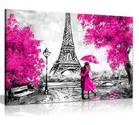 Paris Oil Painting Reproduction Eiffel Tower Umbrella Pink Canvas Wall Art Picture Print Home Decor 46x31 cm (18x12in)