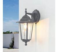 Paris Outdoor Wall Light Aluminium Glass Dark Grey IP44 Balcony Yard Depth: 22.5 cm E27 Lantern Rustic Outdoor Wall Lamp