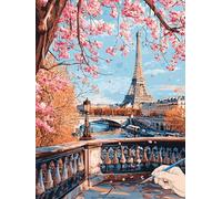 Paris Paint by Numbers for Adults Landscape Painting by Numbers for Aadults Kids, Canvas Oil Paintings with Acrylic Pigment Kits Hobbies for Adults Women for Christmas Decorations Gifts 70x90cm J-33