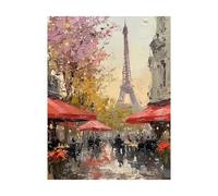 Paris Paint by Numbers for Adults Street Painting by Numbers for Adults, Art Supplies with Color Canvas for Painting 12x16in 36 Colors of Acrylic Paint and Brush, Wall Art for Room Decor 2YH-12516