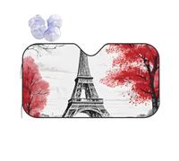 Paris -Print Car Windshield Sun Shade With Reflective Shield - Universal Fit For Most Vehicles, Blocks Heat & UV Rays, Includes Installation Suction Cups.