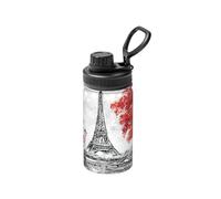 Paris Print Insulated Metal Water Bottle, 12 Oz Stainless Steel Space Sport Bottle Keeps Cold and Hot