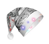 Paris Print Santa Hat With Led Lights, Funny Christmas Hats For Adults For New Year Holiday Party Supplies