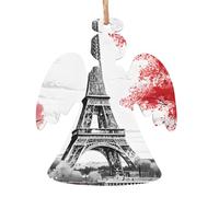Paris Printed Angel Shape Christmas Tree Pendants 2 Pcs, Lanyards Home Holiday Xmas New Year Party Decorations