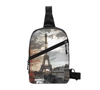 Paris Printed Chest Bag Shoulder Sling Bag for Men Women, Foldable Outdoor Crossbody Chest Packs Sport Daypacks