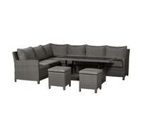 Paris Rattan Garden Corner Sofa by Royalcraft - 8 Seats Grey Cushions