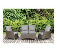Paris Rattan Garden Patio Dining Set by Royalcraft - 4 Seats Grey Cushions