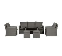 Paris Rattan Garden Patio Dining Set by Royalcraft - 5 Seats Grey Cushions