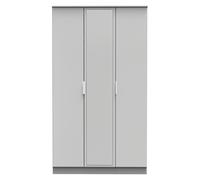 Paris Ready Assembled Wardrobe with Triple Mirror - Uniform Matt & Dusk Grey - Welcome Furniture | TJ Hughes