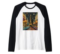 Paris Retro Boho Avenue to the Eiffel Tower in France French Raglan Baseball Tee
