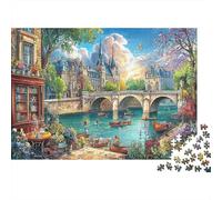 Paris River Scene 1000 Piece Challenging Adult Jigsaws Paris Bridge River Recycled Paper | Great Gift for Families 52x38cm/1000pcs