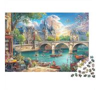Paris River Scene 1000 Piece Jigsaw Puzzle Highly Playable Puzzle Great Gift for Elders, Seniors, Adults & Kids 70x50cm/1000pcs