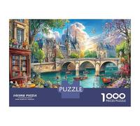 Paris River Scene Jigsaw Puzzle Urban River Scenery 1000 Pieces Premium Cardstock for Adults Educational Game Great Gift Idea 38x26cm/1000pcs