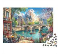 Paris River Scene Jigsaw Puzzles Fantasy Town by Water Puzzle Impossible Hard Difficult Challenging Fun Present 52x38cm/1000pcs