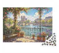 Paris Riverside Garden 1000 Piece Jigsaw Puzzle Jigsaw Puzzle for Adults Scenic View Relaxing Decoration Gift 70x50cm/1000pcs