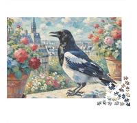 Paris Rooftop Bird 1000 Piece Jigsaw Puzzles Magpie in Paris Cityscape for Adult Educational Games Beautiful Decoration Challenge High Difficulty Birthday Gifts 70x50cm/1000pcs