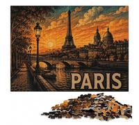 Paris Skyline Black and White Print Jigsaw Puzzle for Adults, 500 Pieces | Puzzle for Adults - clear image areas for detailed puzzle work alone or together.