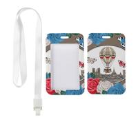 Paris Skyline Card Holder with White Lanyard, Portrait Lanyard ID Card Holder, Vertical ID Cards Protector for Doctor, Vertical Name Badges Protector for Nurse, Nurse Accessories Work Essentials