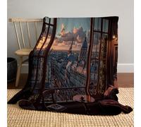 Paris Skyline Fluffy Fleece Blanket Sofa Bed Throw Flannel Thin Blankets For Sofa Couch Recliner, Soft Breathable Washable Photorealistic Landscape Throw Blanket For Winter Autumn ( 230 X 265 Cm )
